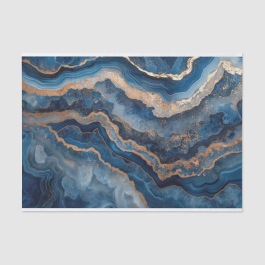 Papier Mousseline Belle géode en cristal dans les tons bleu (Recto)