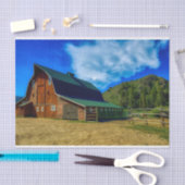 Papier Mousseline Belle grange Wyoming avec toit vert (Artisanat)