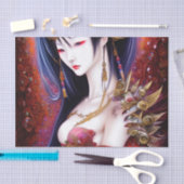 Papier Mousseline Belle Japonaise fille Imaginaire gothique Triptyqu (Artisanat)