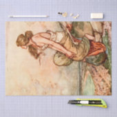 Papier Mousseline Belle Lady Contemplative Illustration Vintage (Artisanat)