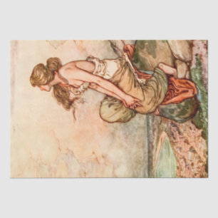 Papier Mousseline Belle Lady Contemplative Illustration Vintage