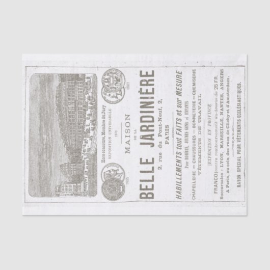 Papier Mousseline Belle maison de jardiniers Paris 1888 (Recto)