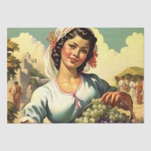 Papier Mousseline Belle Mexicaine Calendrier Fille des Vendanges de