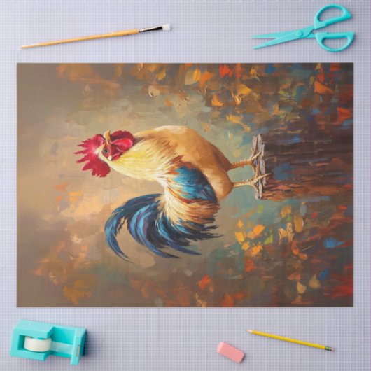 Papier Mousseline Belle page Découpage Peinture Rooster (Artisanat)
