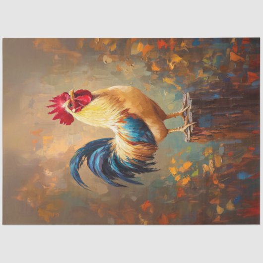 Papier Mousseline Belle page Découpage Peinture Rooster (Recto)