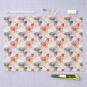 Papier Mousseline Belle Pêche Bleu Floral (Artisanat)