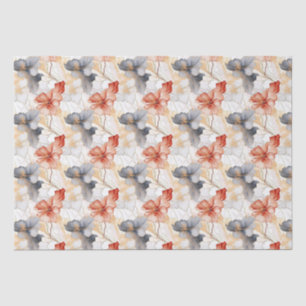 Papier Mousseline Belle Pêche Bleu Floral