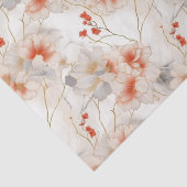 Papier Mousseline Belle Pêche Feminine Rouge Floral (Détail)