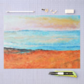 Papier Mousseline Belle Plage Peinture Abstraite Orange Blue Wrap (Artisanat)