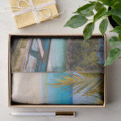 Papier Mousseline Belle plage tropicale avec bateau à rames (Cadeau)