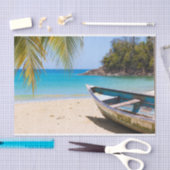 Papier Mousseline Belle plage tropicale avec bateau à rames (Artisanat)