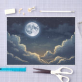 Papier Mousseline Belle Pleine lune au-dessus des nuages (Artisanat)