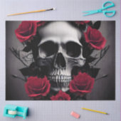 Papier Mousseline Belle Rose foncée et gothique crâne Sigil (Artisanat)