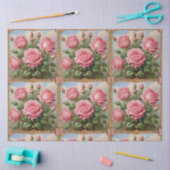 Papier Mousseline Belle rose Roses Collection moderne (Artisanat)