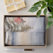 Papier Mousseline Belle scène phare d'hiver Noël (Cadeau)