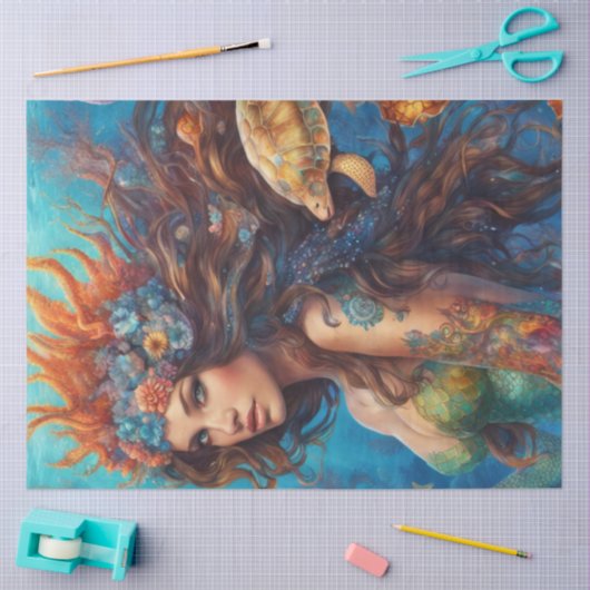Papier Mousseline Belle sirène méditerranéenne en tatouage (Artisanat)