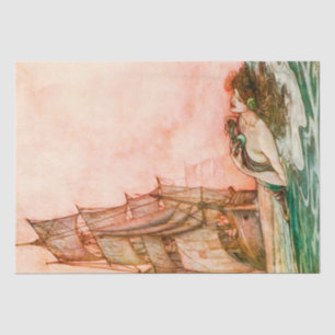 Papier Mousseline Belle sirène Vintage illustration