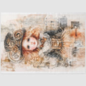 Papier Mousseline Belle Steampunk Jeune fille AN8 Découpage (Recto)