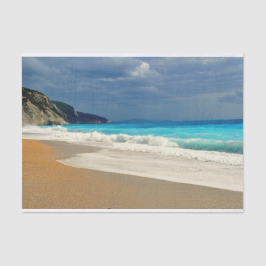 Papier Mousseline Belle Turquoise Bleue Mer Tropicale Photographie (Recto)