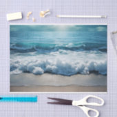 Papier Mousseline Belle vague d'océan s'écrasant à la plage (Artisanat)