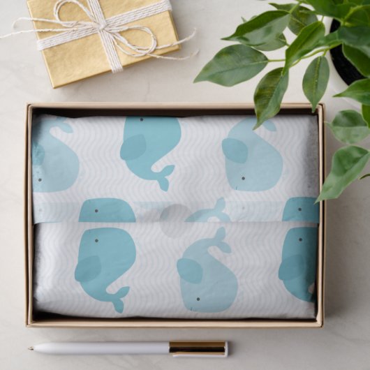 Papier Mousseline Belles baleines de bleus layette (Cadeau)