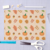 Papier Mousseline Belles feuilles d'automne et Citrouilles oranges (Artisanat)