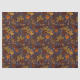Papier Mousseline Belles feuilles de automne foncé Acorns Pine Cônes