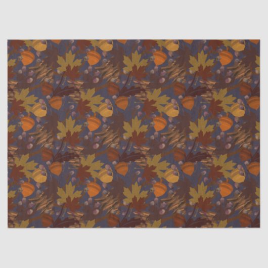 Papier Mousseline Belles feuilles de automne foncé Acorns Pine Cônes (Recto)