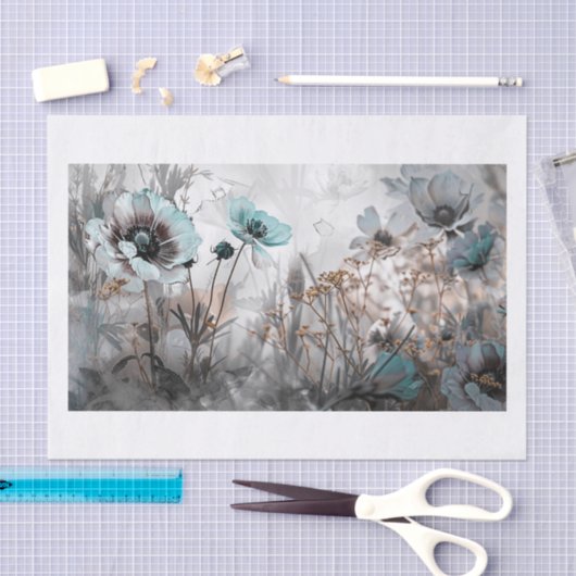 Papier Mousseline Belles fleurs13 (Artisanat)