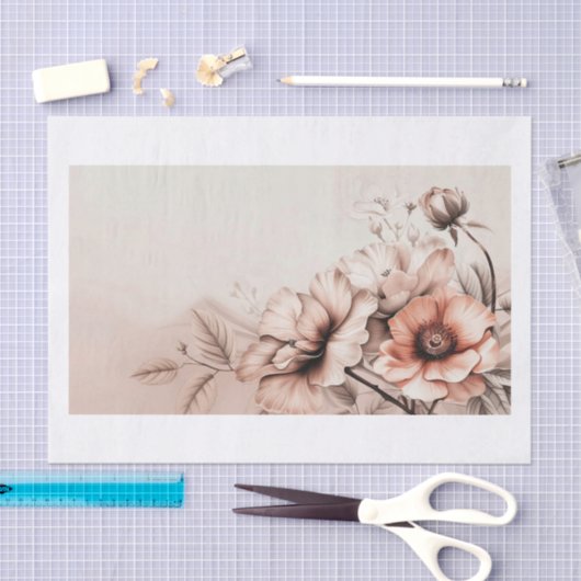 Papier Mousseline Belles fleurs14 (Artisanat)