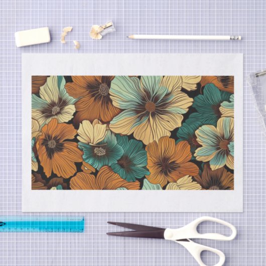 Papier Mousseline Belles fleurs26 (Artisanat)