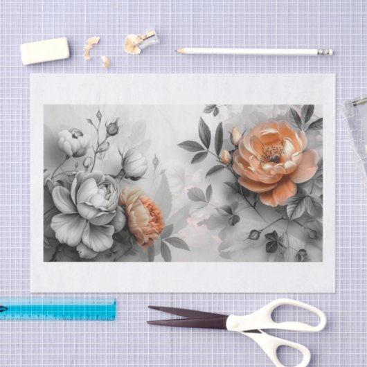 Papier Mousseline Belles fleurs6 (Artisanat)