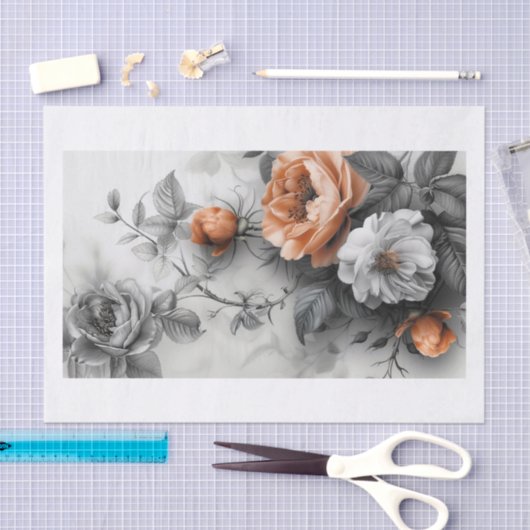 Papier Mousseline Belles fleurs7 (Artisanat)