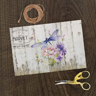 Papier Mousseline Belles fleurs de libellules de lavande