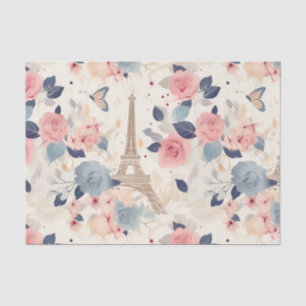 Papier Mousseline Belles Fleurs et Tour Eiffel Paris