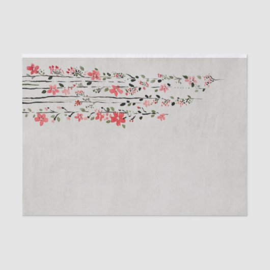Papier Mousseline Belles fleurs rouges en cascade (Recto)