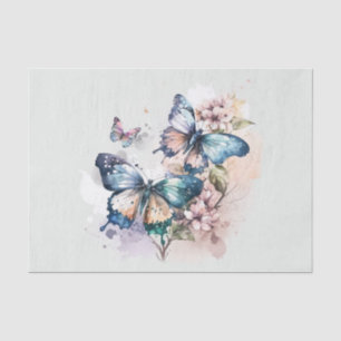 Papier Mousseline Belles papillons et fleurs
