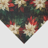 Papier Mousseline Belles Poinsettias rouges et blanches (Détail)
