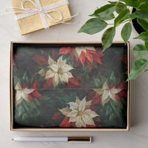 Papier Mousseline Belles Poinsettias rouges et blanches