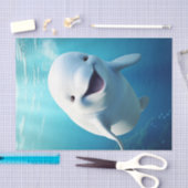 Papier Mousseline Béluga Baleine Cartoon bleu vert océan Arctique (Artisanat)