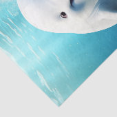 Papier Mousseline Béluga Baleine Cartoon bleu vert océan Arctique (Détail)