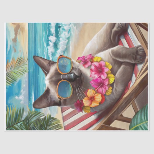 Papier Mousseline Bennigan S'Étend Les Rayons, Chat Siamois (Recto)