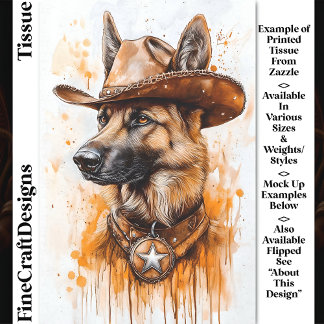 Papier Mousseline Berger Allemand Cowboy Shérif Chien DP2L Découpage