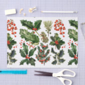 Papier Mousseline Berries de Noël Holly Feuilles. Berries de Noël (Artisanat)