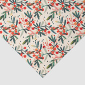 Papier Mousseline Berries de Noël Rouge moderne (Détail)