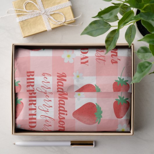 Papier Mousseline Berry First Birthday Strawberry First 1er Nom (Cadeau)