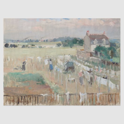 Papier Mousseline Berthe Morisot - Hanging the Laundry out to Dry (Recto)