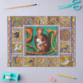 PAPIER MOUSSELINE BESTIAIRE MÉDIÉVAL, CHAT DE LUNET ET BLANC, ANIMAU (Artisanat)