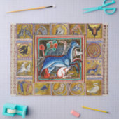 PAPIER MOUSSELINE BESTIAIRE MÉDIÉVAL, CHEVAUX, ANIMAUX FORESTIERS (Artisanat)