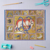 PAPIER MOUSSELINE BESTIAIRE MÉDIÉVAL, ÉLÉPHANT COMBATTANT DRAGON DE (Artisanat)